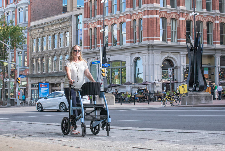 Lightweight aluminum frame of the Triumph Prestige Rollator