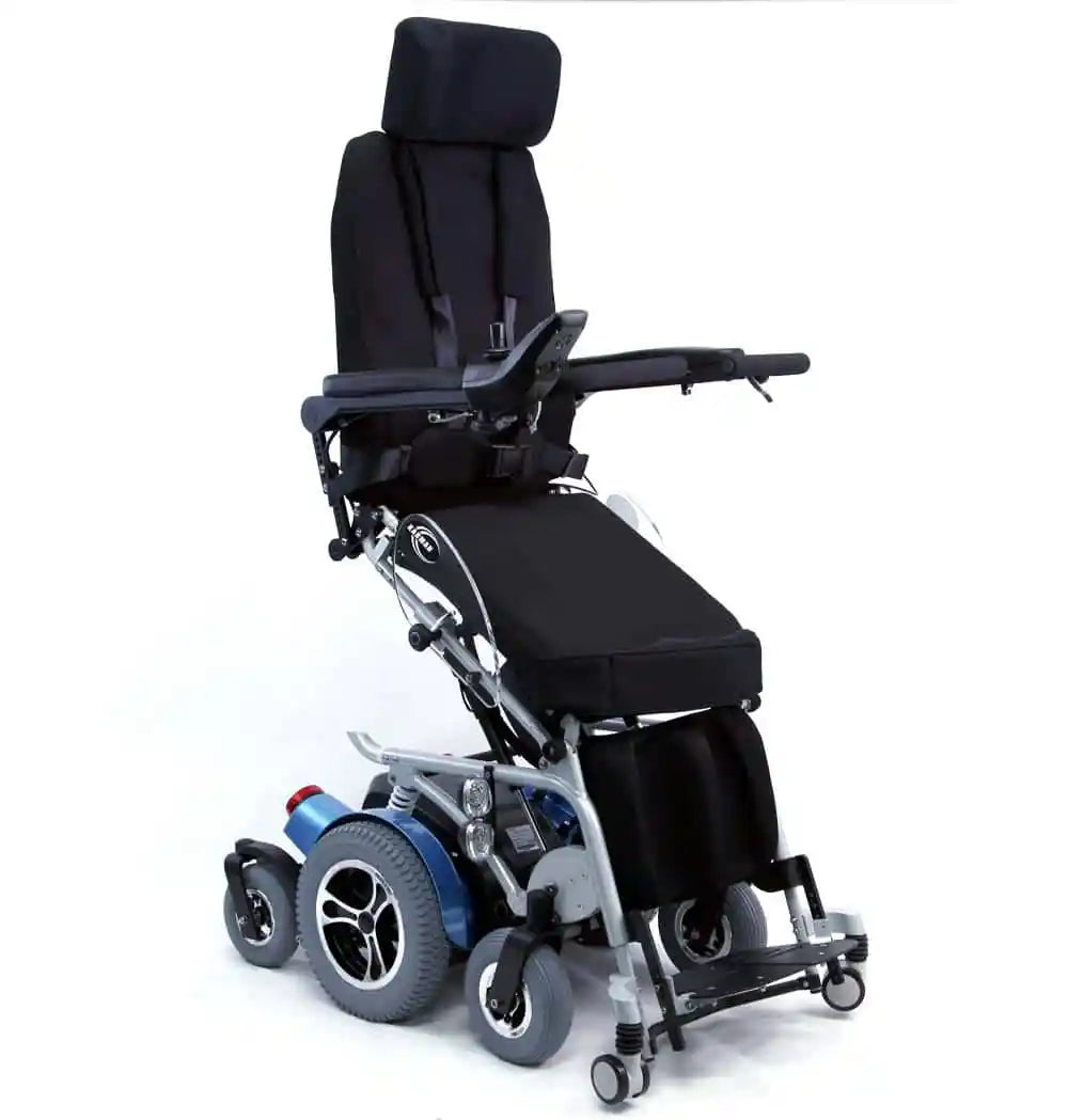 Karman XO-505 wheelchair showing LCD control panel and ergonomic, height-adjustable footrests and armrests